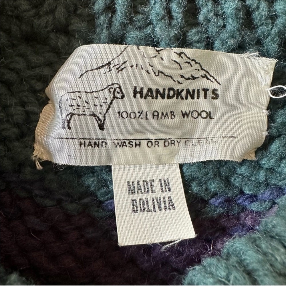 Vintage Handknits Fair Isle Knit Wool Sweater Made In Bolivia - Picture 4 of 4